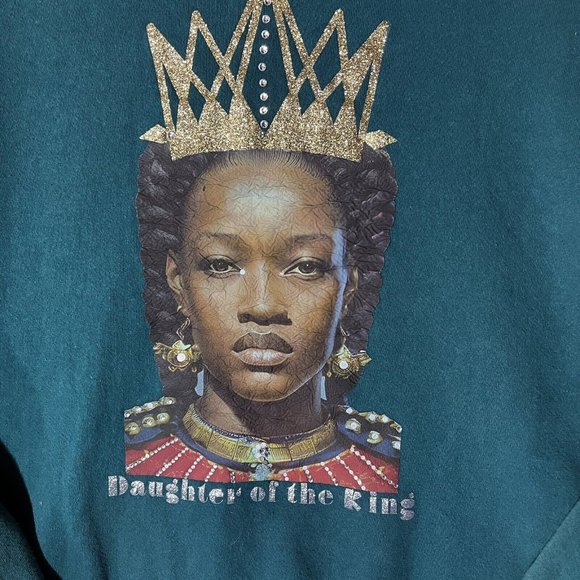 Vintage Cheetah Sweatshirt XL Green Graphic Logo Queen Princess 1990s Made USA - Picture 2 of 8